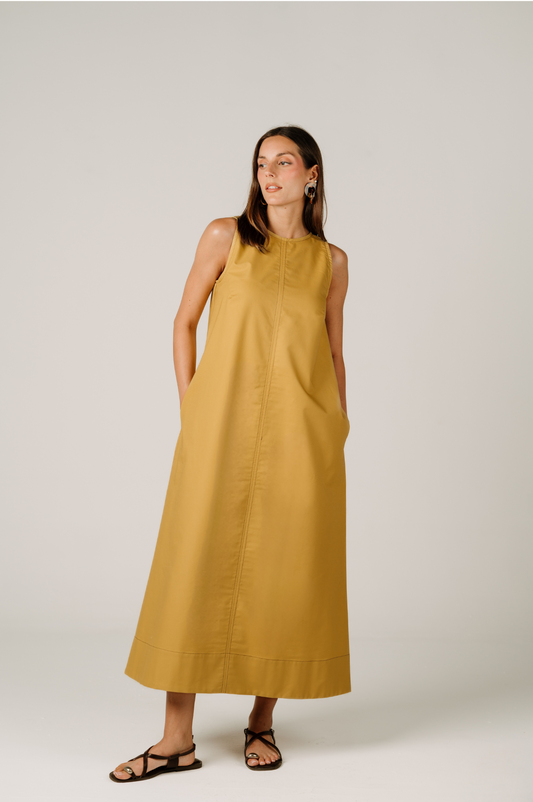 Anna Dress in Mustard Yellow