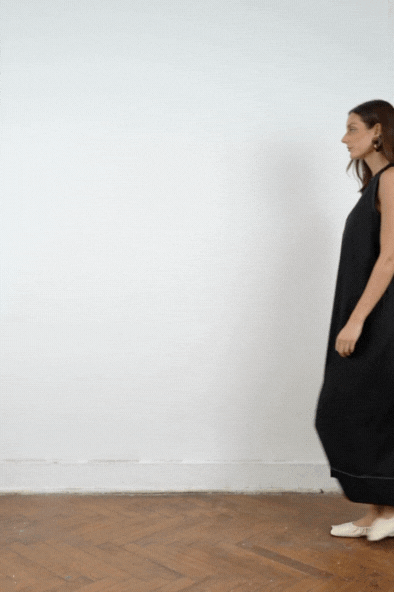 Anna Relaxed Cotton Dress in Black