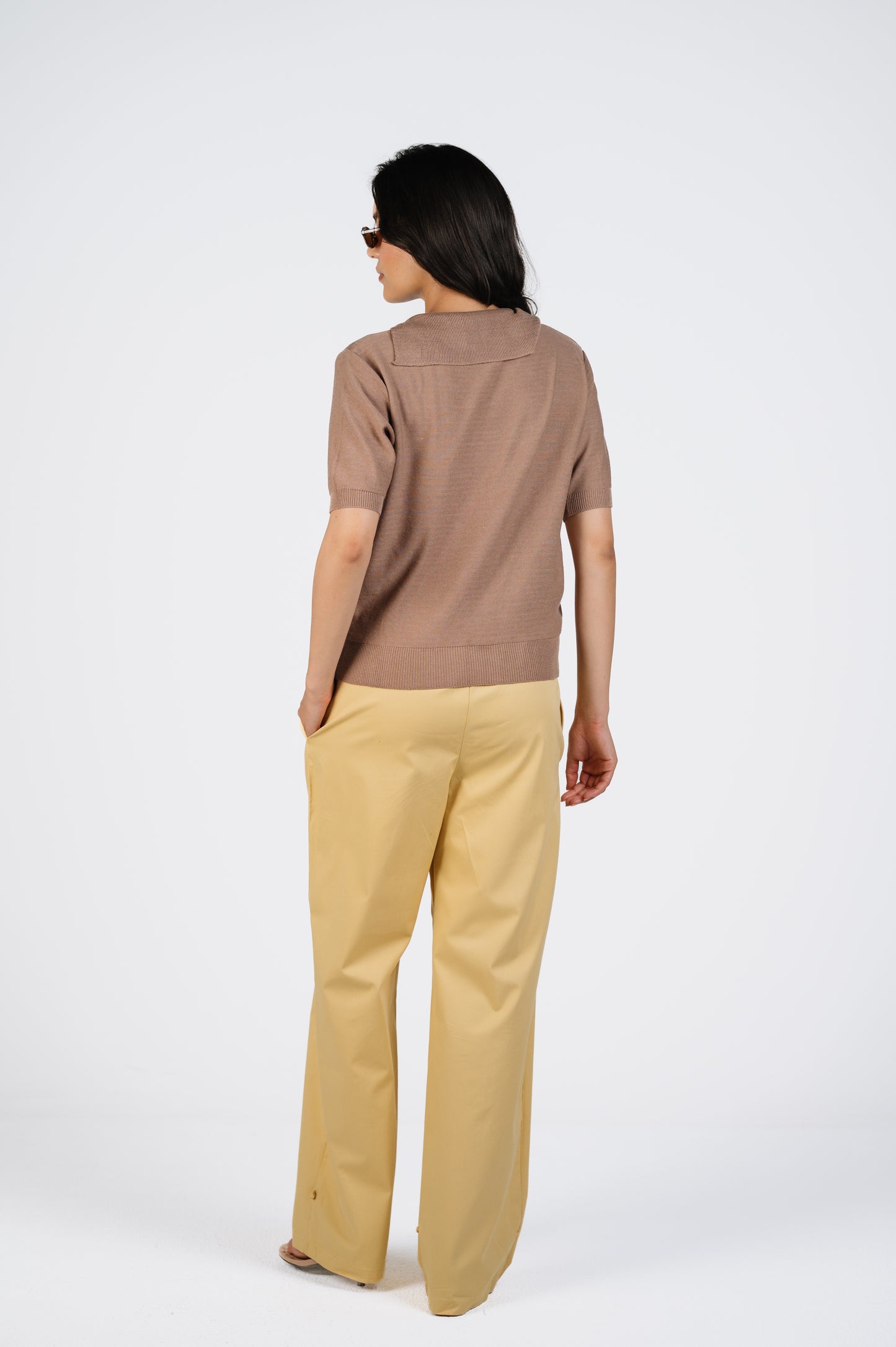 Amani Fine Knit Polo in Mocha Brown