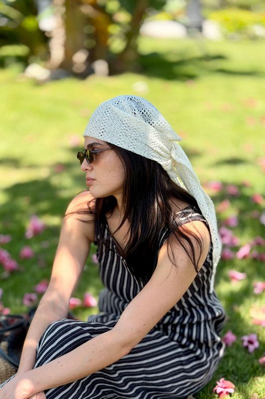 Rhea Crochet Waist Scarf in Off-White