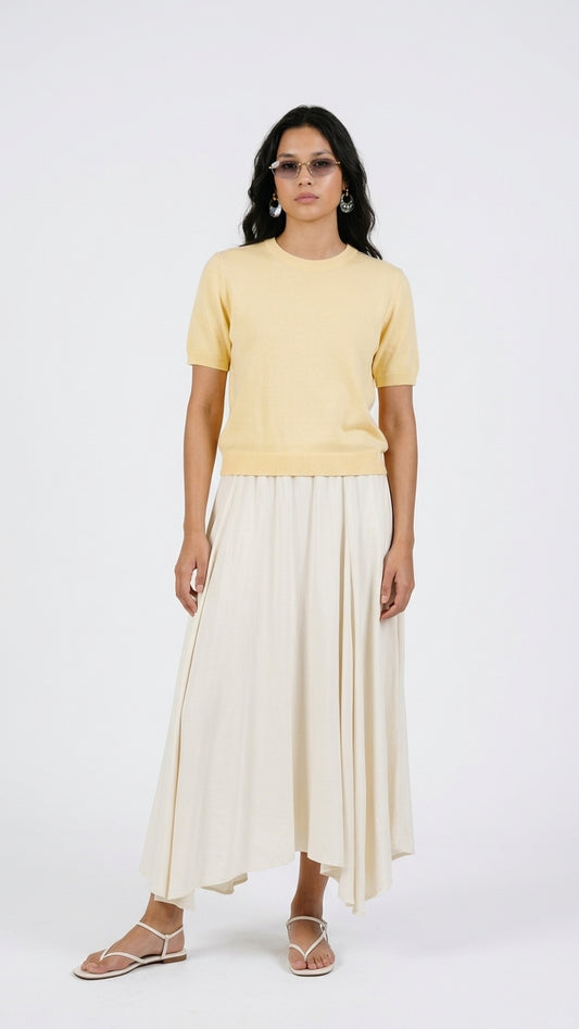 Noha Silk Maxi Skirt & Hana Knit T-Shirt Set