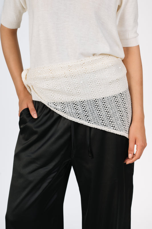Rhea Crochet Waist Scarf in Off-White