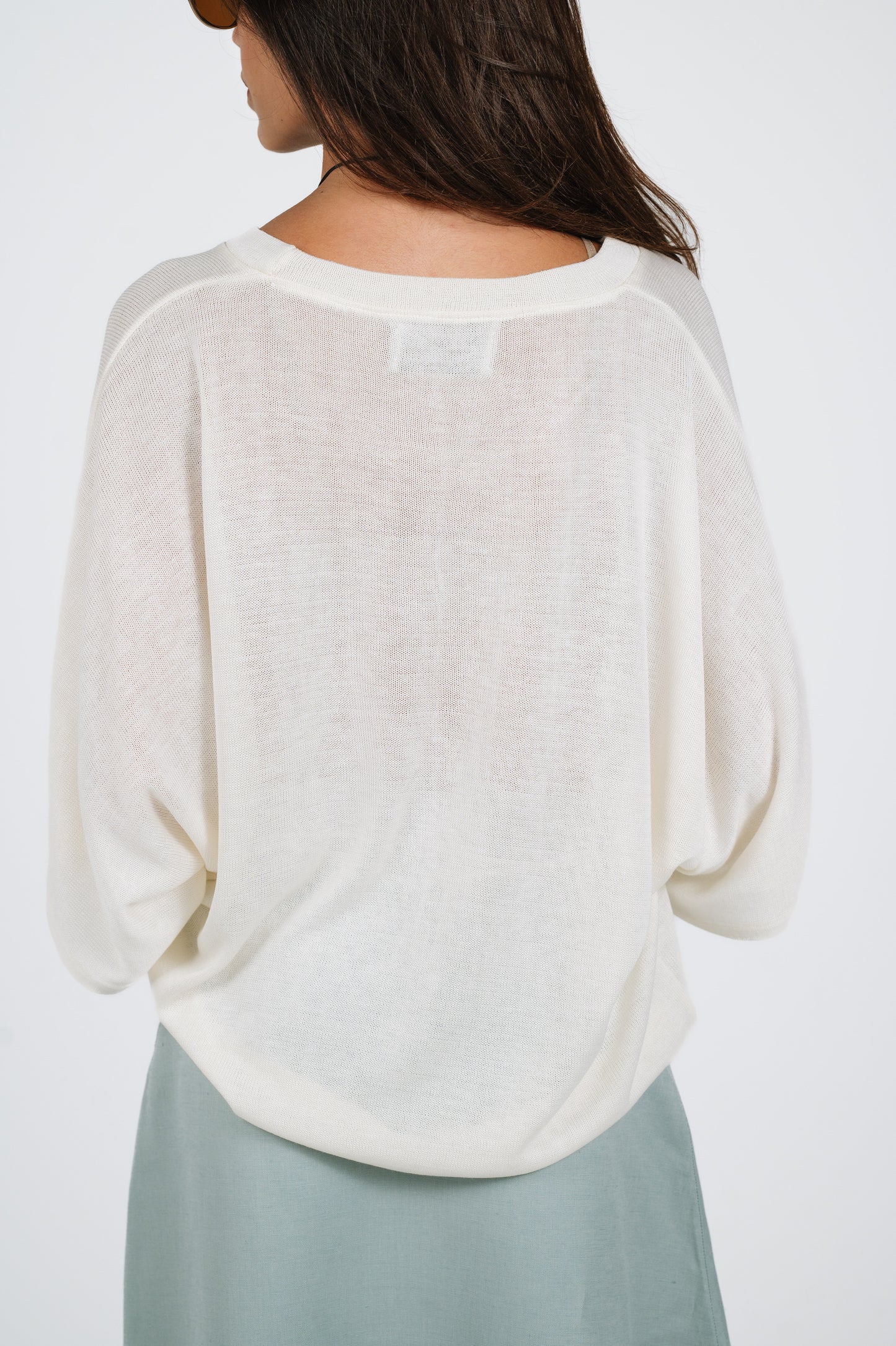Janna Lightweight Summer Knit Top in Off-White