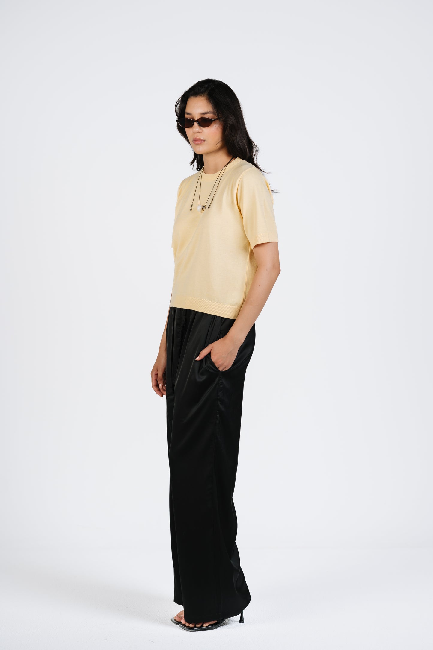 Hana Lightweight Knit T-Shirt in Butter Yellow