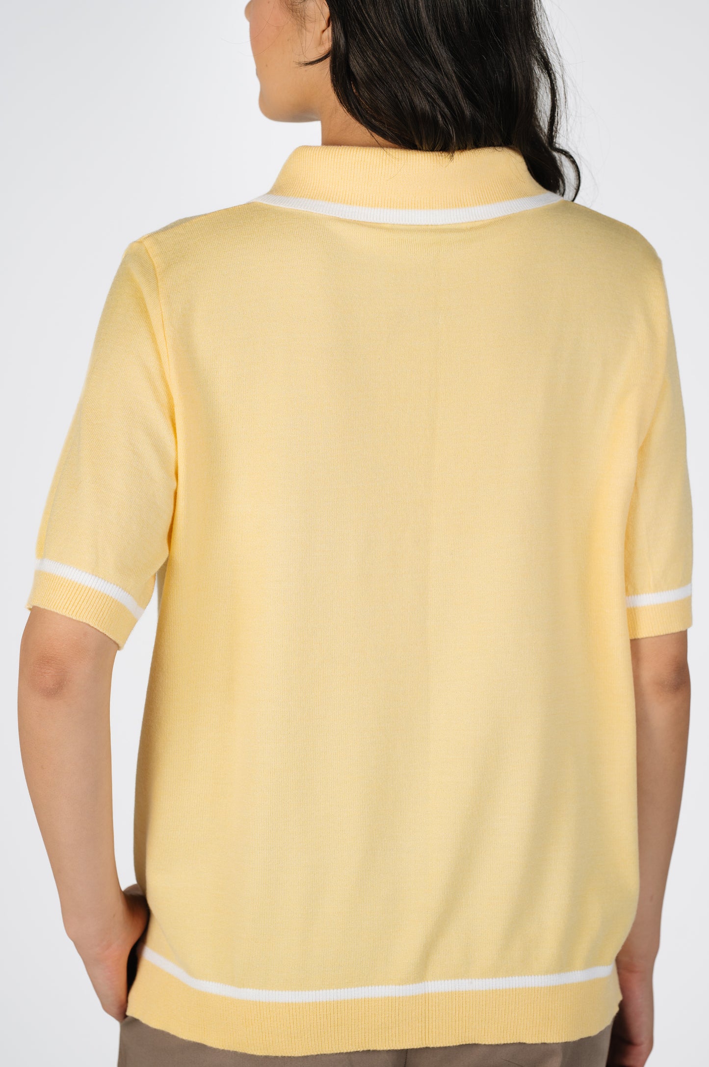 Layan Zip Knit Polo in Butter Yellow