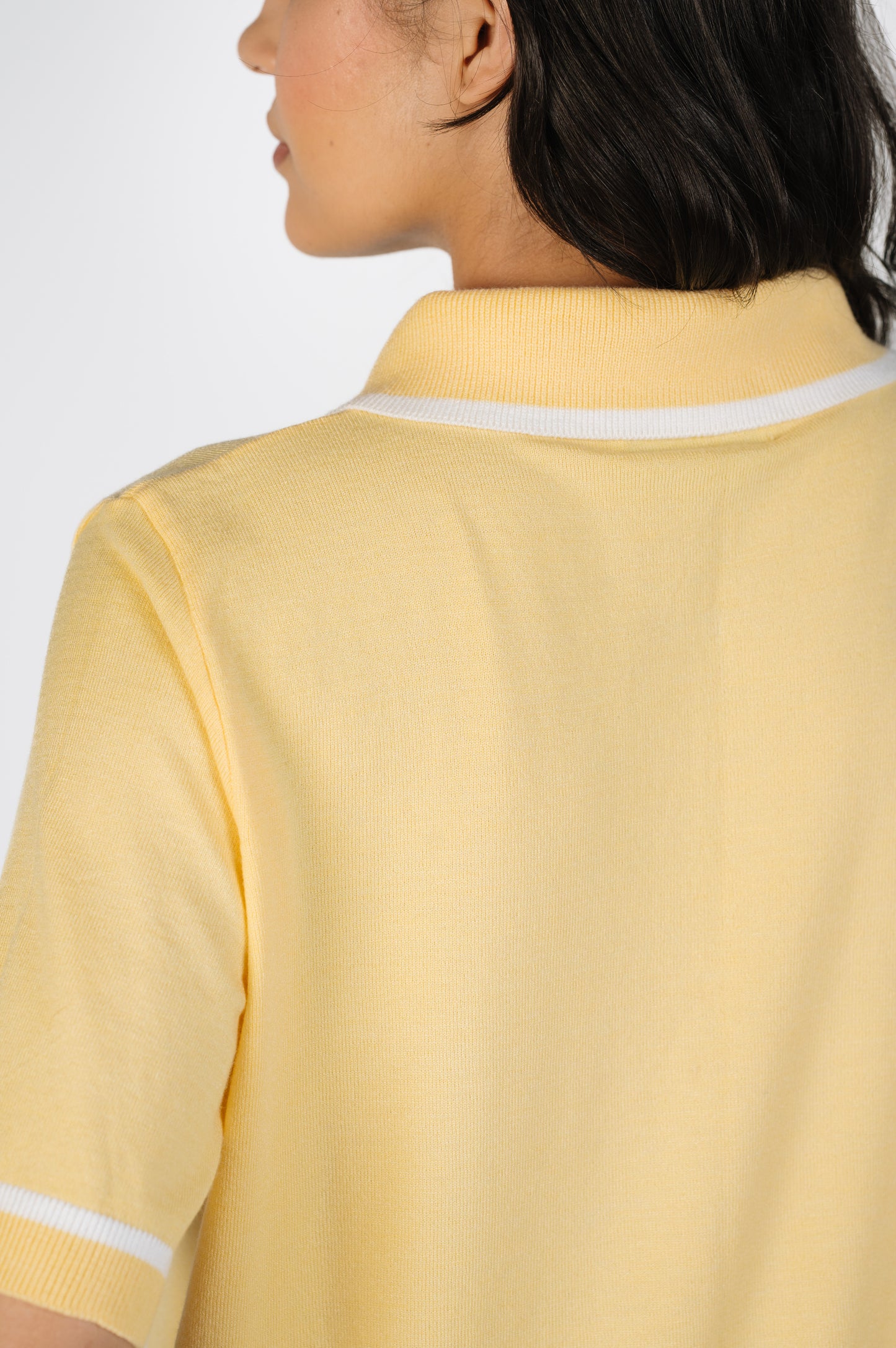 Layan Zip Knit Polo in Butter Yellow