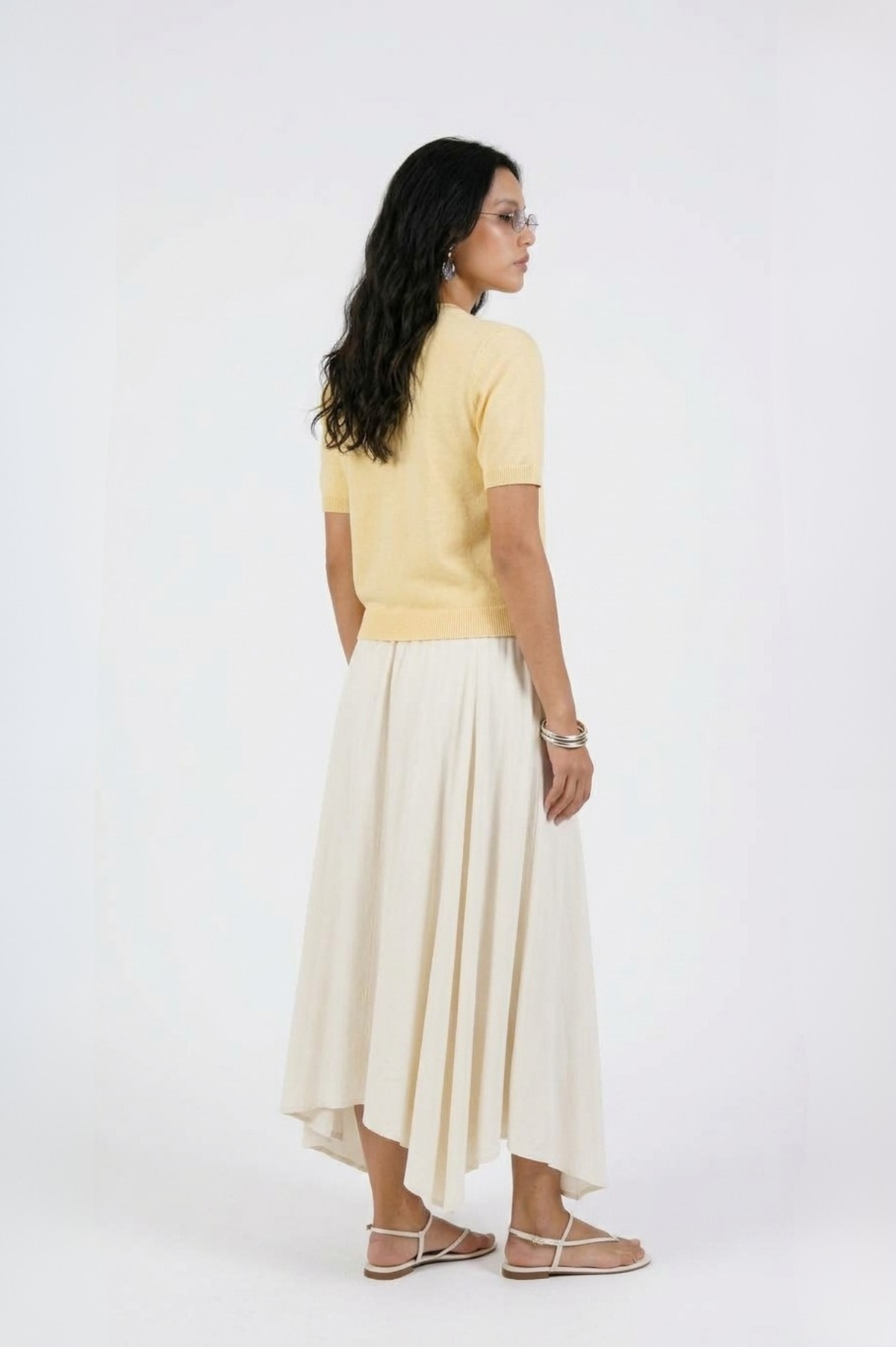Noha Silk Maxi Skirt & Hana Knit T-Shirt Set