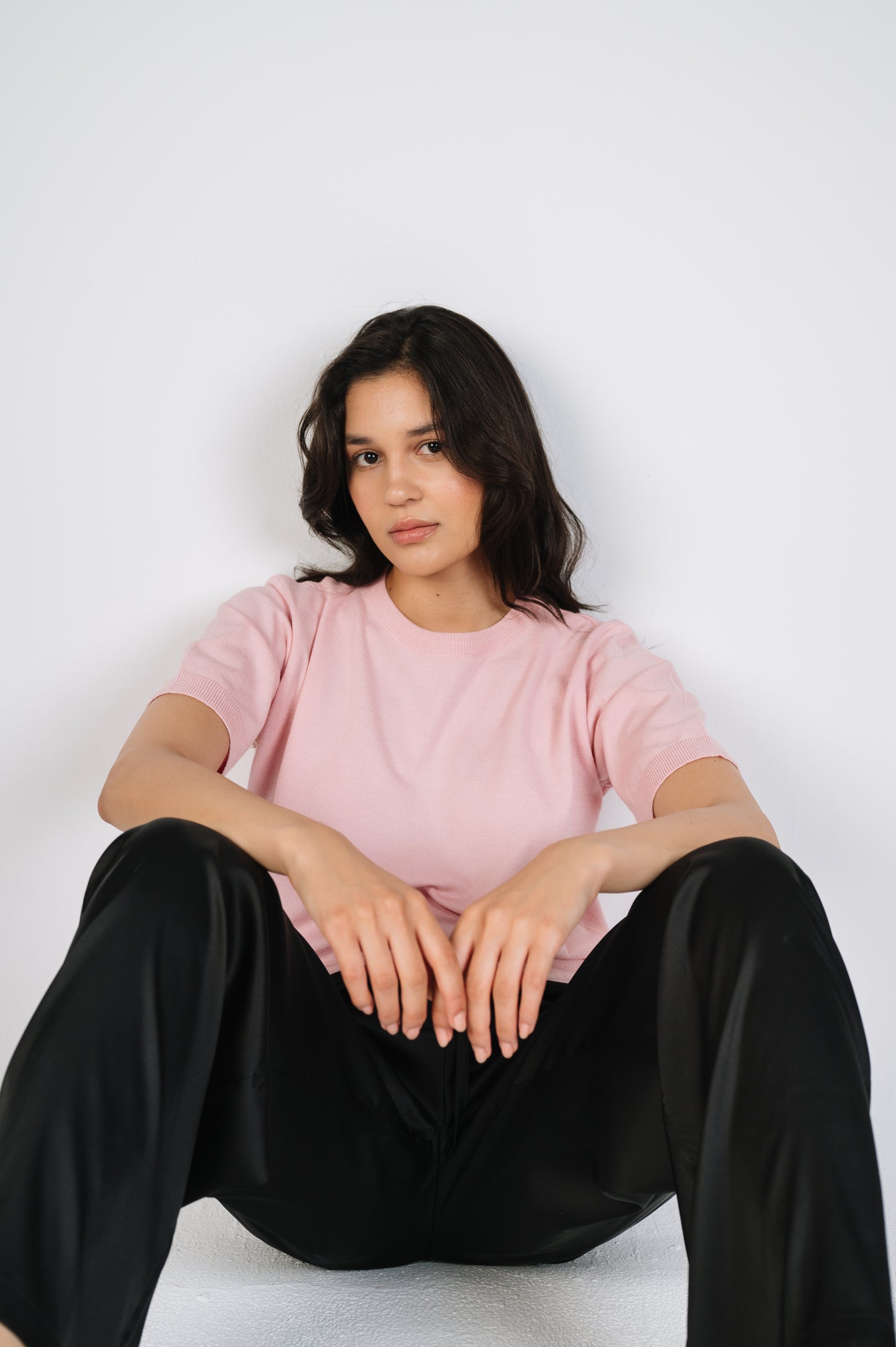 Hana Lightweight Knit T-Shirt in Pink