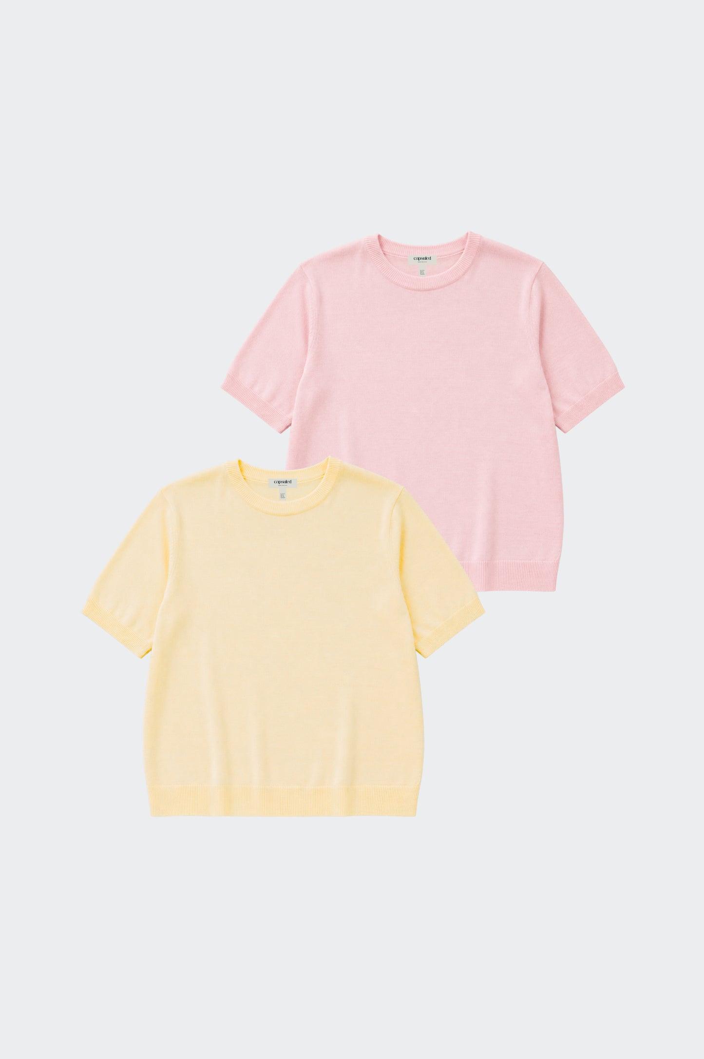 Women's Hana Cotton Knit T-Shirt Set – 2 Pack (Pink & Butter Yellow)