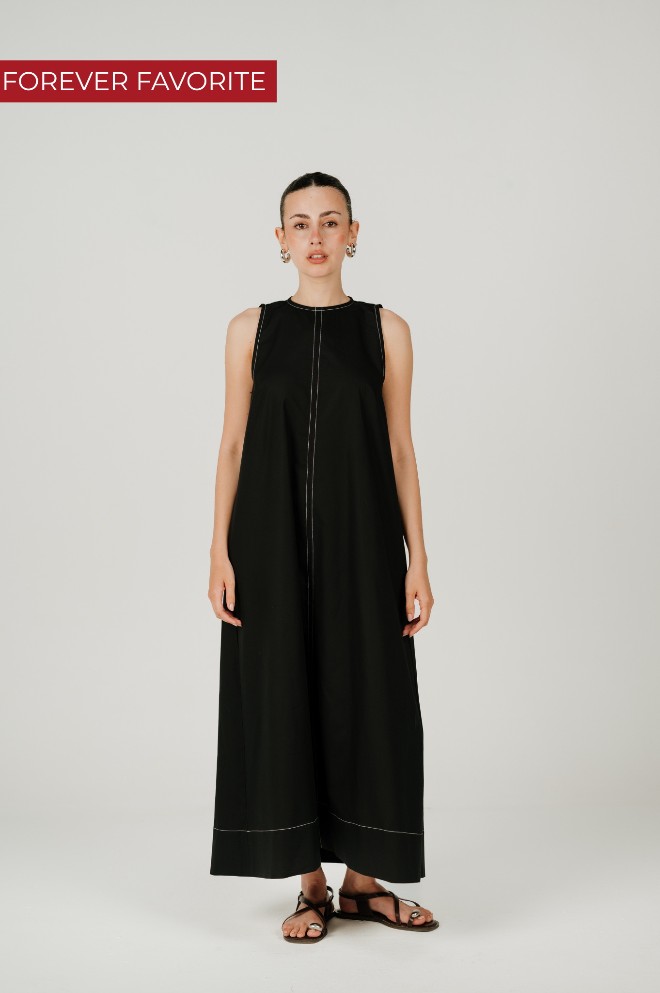 Anna Relaxed Cotton Dress in Black